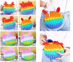 Gökkuşağı macaron oyuncaklar kabarcık zincir çanta çantalar çocuk kız kızlar yeni serin tasarım crossbody fanny paketi duyusal bulmaca toy3705990