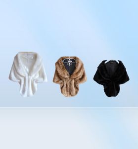 Women Lady Bolero Shrug Cape Black White Brown Stylish Plush Faux Fur Shawl Wrap Bridal Wedding Jacket Gilet Stole Waistcoat6657556021107