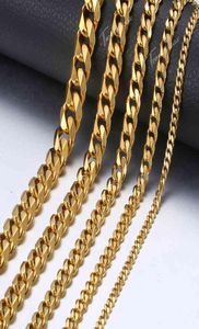 Halsband Mens Rostfritt stål Guld Curb Cuban Link Chain Halsband för män smycken gåvor 311mm HKNM1561514088