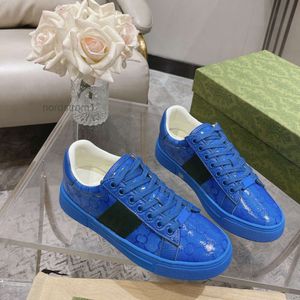 2024 Ace Crystal Canvas sneaker Designer Mens Women Blue Black Botte Bottom Casual Shoes Snake Trainers Bee broderad vandringsspetsstängning Låg häl