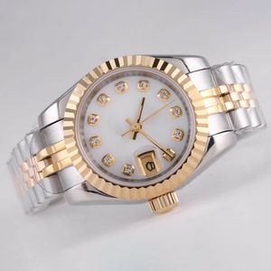 Bayanlar Lüks Elmas Saat Otomatik Hareketi İki Ton Elmas Markası ile Mop Dial Designer Lüks İzle Diamond 1 1 Lüks Kadınlar İzle 26mm