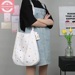 Bag Women Canvas Colorful Print Polka Dots Shoulder Bags Large Capacity Plush Dot Cloth Messenger For College Girls