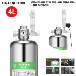 Aquarien 2022 3rd Generation Aquarium New CO2 Generator CO2 Edelstahlflaschengenerator Kit Wasserpflanzentank -Tanksystem Kit 4L