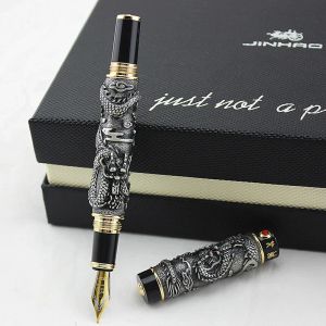 Canes artesanais Jinhao Double Dragon Fountain Pen Iridium/F/M/Bent Nib Avançado Redação de Redação de Negócios Pênis de Gifra