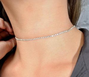Chokers 2021 Fashion Simple Diamond Necklace ClaVicle Choker Halsband för kvinnor kedja gotiska trendiga smycken hela bulk2594601