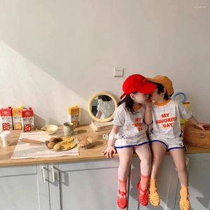 Kleidungssets 2024 Korean Summer Children Girl und Boy Set Kids Kurzarm T-Shirt Shorts Mädchen Kleid Anzug Kleinkind 2pcs Kleidung