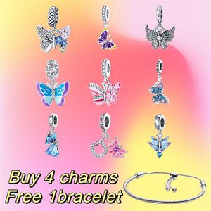 Старший дизайнерский браслет Blue Pink Phantom Butterfly Creative Beads Beads, подходящие для браслетного ожерелья Pandoras