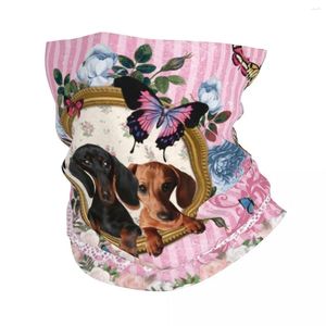 Bandanas Dachshund Dog and Futterfly Winter Neck Warmer Män Windproof Wrap Face Scarf för vandring Badger Wiener Sausage Gaiter pannband