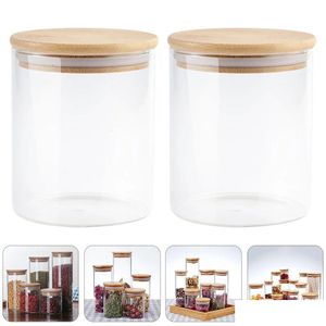 Storage Bottles Jars 2 Pcs Sealed Jar Glass Pot Cookie Candy Food Containers Wooden Er Snack 240307 Drop Delivery Home Ga Homefavor Dhdto