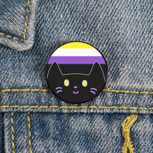 Bags Non Binary Pride cat Pin Custom cute Brooches Shirt Lapel teacher tote Bag backpacks Badge Cartoon gift brooches pins for women