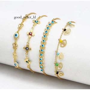 Braceletes de olho azul do Gold Evil Blue Lucky Turkish Charm Bracelet for Women Girls Beach Jewelry Party Gift 10 Styles Wholesale 906