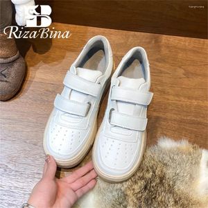 Casual Shoes RIZABINA Fashion Women's Vulcanize Genuine Cow Leather Solid Color Round Toe Thick Sole Ladies Spring Summer Daily