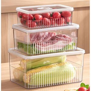 Storage Bottles 3 Pcs Clear Food Container Sets With Time Recording Non Slip Cheese PET Large Capacity Fruit Containers Shop