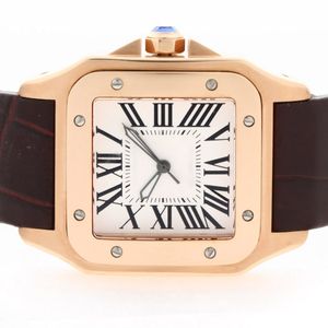 Роскошные мужские часы 2836 Автоматическое движение розовое золото с белым набором коричневые кожа