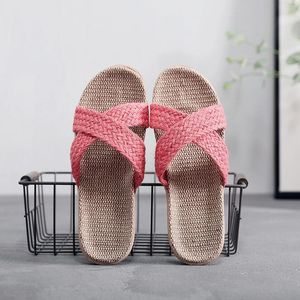 Pantofole coppie da donna traspirabili da donna in lino a maglia in estate