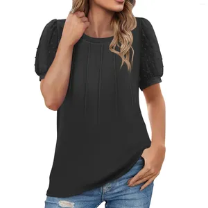 Kvinnors T-skjortor Fashion Cap Sleeve Topps Casual Summer Tunic Loose T-shirts Solid Color Top Women Blus 2024