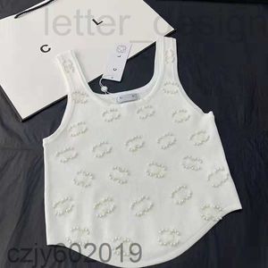 Womens T-Shirt designer 2023 women summer knit tee tops pearl inlay cotton crop top t-shirt clothing high end sexy pullovers vest NDRE