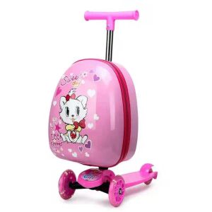 Luggage Kids Suitcase 16 Inch Cartoon Scooter Luminous Suitcase on Wheels Can Ride Cute Drag Bags and Cabin Luggage