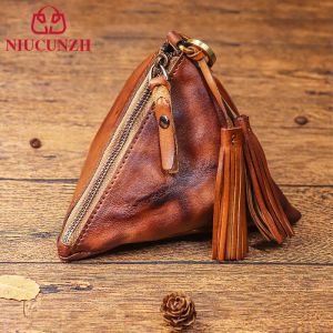 Purses NIUCUNZH 100% Genuine Leather Unisex Coin Purses Men/Women Mini Vintage Wallets Purse Keys Organizer Money Pouch Car Key Holder