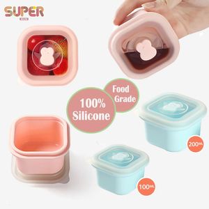 Baby Silicone Food Container Fruit Snack Box Breast Milk Storage Freezer Crisper Outdoors Child Fresh Powder 240412