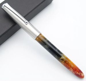 Pennor Jinhao 51A Celluloid Acrylic Fountain Pen Steel Cap EF NIB 0,38 mm bläckpenna med en omvandlarskolan Business Office Presentpenna