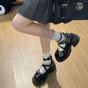 Casual Shoes 2024 Japanese Versatile Women's Thick Sole JK Uniform Lolita Platform Leather Heel Retro Love Buckle Mary Jane