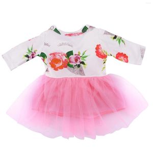 Girl Dresses Soft Long Sleeve Fashion Yarn 18 Inch DIY Tulle A-line Cute Doll Clothes Accessory Handmade Round Neck Short Mini Dress