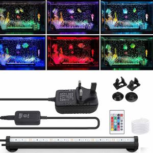 水族館水族館ライトフィッシュ1858cm 5050 RGB LED TANK SUBMERSIBLE LIGHT AQUATIAT AIR BUBBLE OXYGENATION LAMPEUプラグフィッシュタンクライト