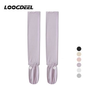 Loogdee 1Pair Buz İpek Kollu Bisiklet Güneş Koruyucu Uzun Kollu Kadın Anti-UV Anti-Uf Borçlu Yumuşak Açık Spor Kol Muhafızları Koşu 240412