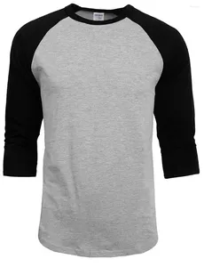 Ternos masculinos B1820 Moda 2024 Verão Autumn Men O-Jersey Cot de algodão Casual 3/4 Sleeve Tshirt Raglan Jersey camisa