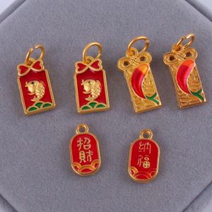 geomancy accessory New Matte Gold Dropping Oil Koi Goldfish Weaving Necklace Bracelet Accessories DIY Jewelry Pendant