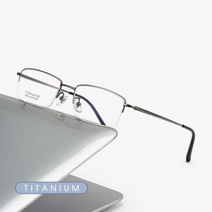 Business Men Ultralight Pure Glasses Frame For Myopia Reading Recept SPEACLES Half Rim Eyewear 240411