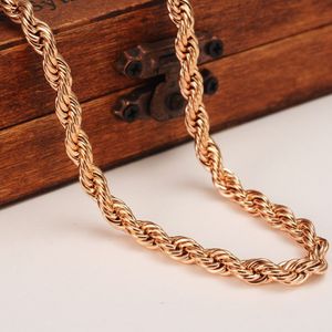 Rich Women's Fine Rope Chain 18 K Rose Solid Gold G F tjock 5mm halsband 24 19 6inch Select328T