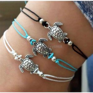 Summer Beach Turtle Shaped Charm Rope String Anklets For Women Ankle Bracelet Woman Sandals On the Leg Chain Foot Jewelry