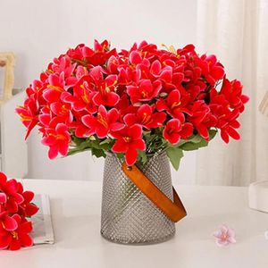 Decorative Flowers Easy Care Faux Floral Decor Elegant Artificial Lily Branch With Stem For Home Wedding 5 Fork 10 Head Indoor