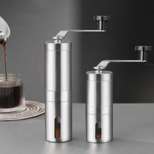 Rostfritt hem Portable Manual Coffee Grinder Hand Mill med keramiska Burrs Justerbara inställningar Crank Tools 240416