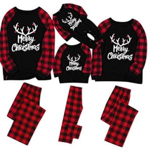 Aile kadınları için neşeli eşleşen pijamalar Noel pijamaları çocuklar bebek pjs kırmızı ekose ren geyiği salonu giyim hh933235860071