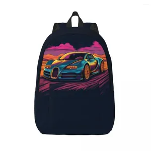 Rucksack Super Sport Car Canvas Rucksäcke lebendige Töne Vintage Sweet Bag Reisen große Taschen