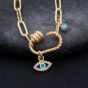 Hot Sale Classic 14k Yellow Gold Zircon Original Evil Eye Pendant Armband Pärl Charms smycken Fashion Women Gift 661