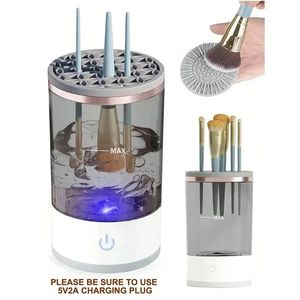 2024 3-i-1 Electric Makeup Brush Cleaner Machine med USB-laddning: Snabbt torr automatisk kosmetisk borstrengöringsverktyg Elektrisk sminkborste