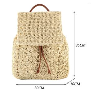 Schulbeutel Mode Stroh Schultern Rucksack gewebte Frauen Beach Urlaubsbeutel Ceiltravis Handbags für