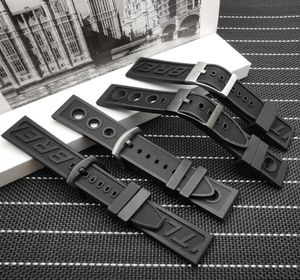 Top quality Silicone Rubber thick Watch band 22mm 24mm Black Watch Strap For navitimeravengerBreitling5444092