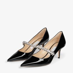 Donne famose sandali Senior Bing Pump 65 mm Italia delicata Punta Punta Cristal Crystal Craintle Nera Nuda Nude Bianca Banchetto Banchetto Sandalo Sandalo Teli EU 35-43