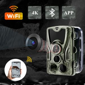 Telecamere per caccia di telecamere WiFi 4K 30MP Fotographic Trap Foto Trail Camera App App Invisible Infrared Night Vision Camera