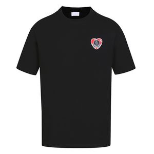 24SS Red Love Heart Emelcodery Tee Дизайнерская футболка весна лето повседневная модная скейтборд мужчина женская футболка 0420