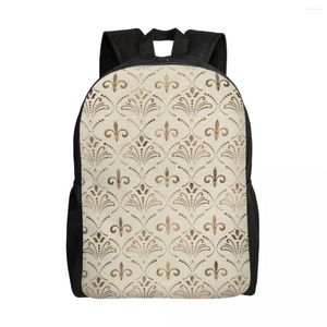 Zaino Elegante Fleur-de-lis Pattern Backpacks Girls Lily Floral Fleur de Lys College School da viaggio Borse BookBag si adatta al lapto da 15 pollici