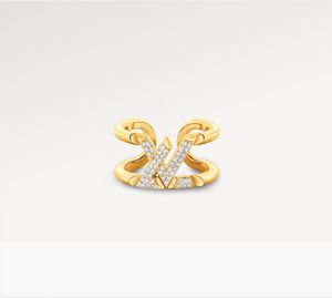 Com Box Classic Classic requintado anel de casamento de moda designer de diamante anel de cor dourada para amantes selecionados Presentes para mulheres acessórios de jóias de alta qualidade
