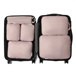 Bolsas de armazenamento 6pcs Viagem Bolsa de roupas de higiene pessoal Bolsa de bagagem de grande capacidade para organizador de bagagem para férias de ginástica esportiva do Weekender B88