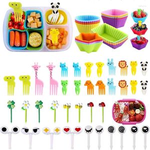 Forks Mini Animal Cartoon Fruit Fork Cake Desser Deserat Silikon Muffin Puchar Lunch Akcesorium do pieczenia