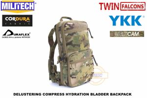 Çantalar Militech Sıkıştırma Flatpack Hidrasyon Sırt Çantası MK3 Uyumlu Su Mesane 8L Çanta Milspec Twinfalcons TW 500D Delrusted Cordura